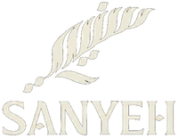 Logo of SANYEH with decorative elements on a white background